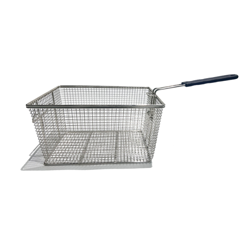 Spot Wholesale Fry Kitchen Rectangle Wire Deep Fry Basket With Handle