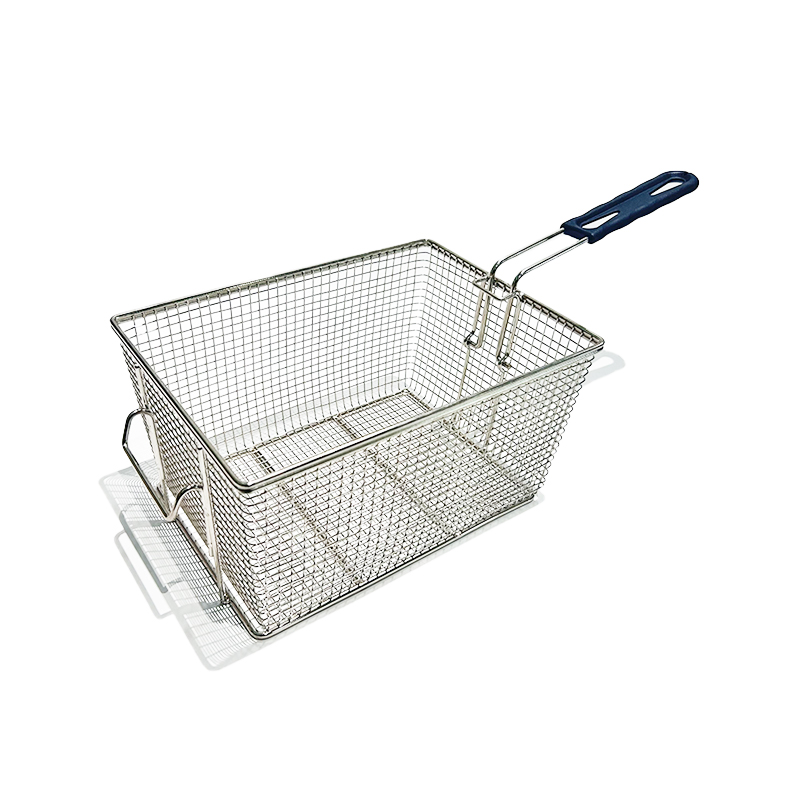 Spot Wholesale Fry Kitchen Rectangle Wire Deep Fry Basket With Handle