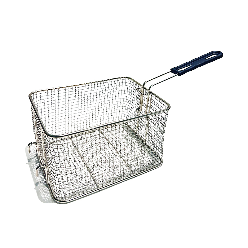 Heavy Deep Wire Frying Basket with Round Corners and Insulated Handle for Commercial or Home Use