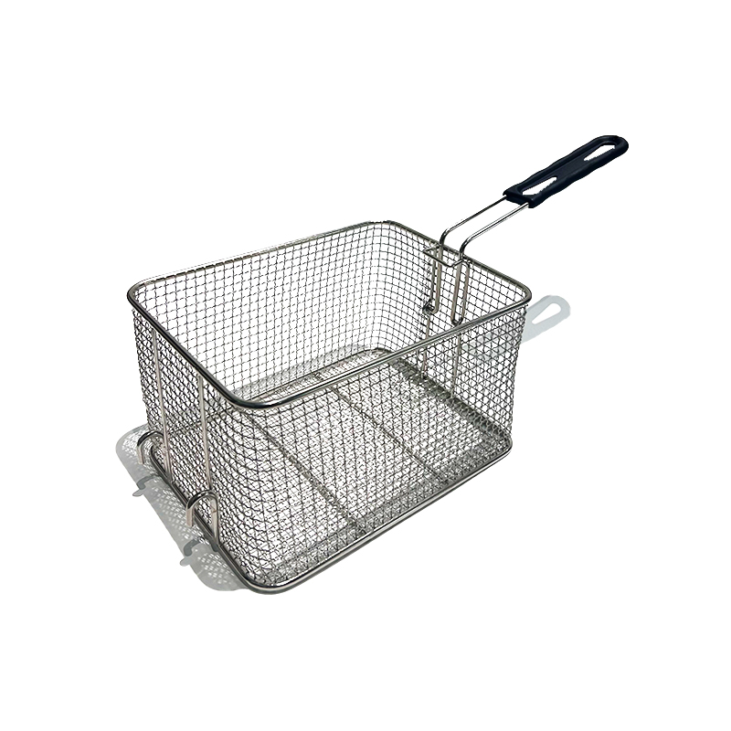 Heavy Deep Wire Frying Basket with Round Corners and Insulated Handle for Commercial or Home Use