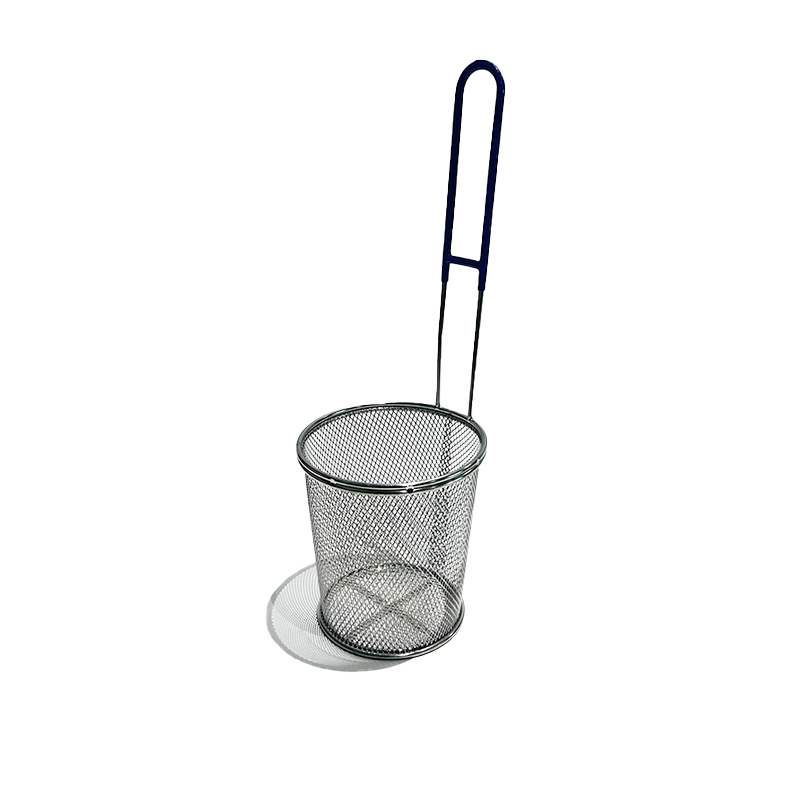 Stainless Steel Round Durable Long Handle Fried Leaky Basket Kitchen and Dining Room