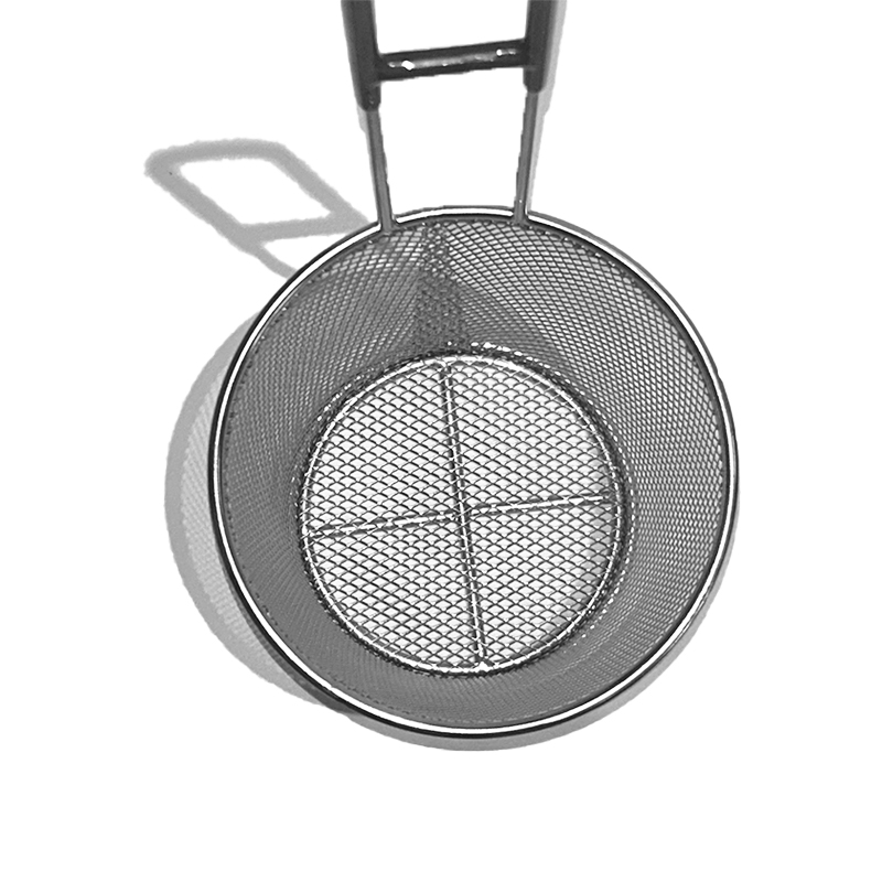 Stainless Steel Round Durable Long Handle Fried Leaky Basket Kitchen and Dining Room