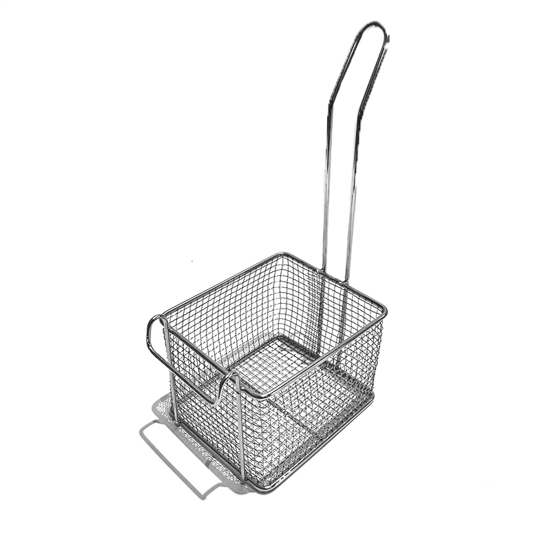 Rectangular Fry Basket with High Arc Handle for Deep Frying Larger Portions in Commercial or Home Kitchens
