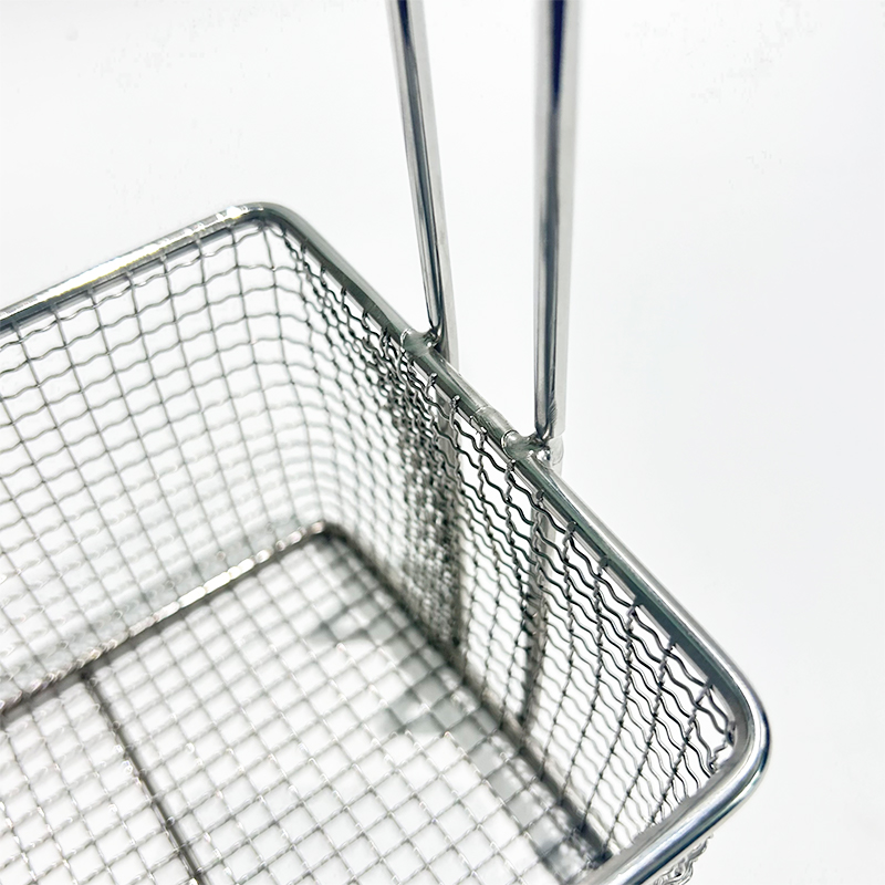 Rectangular Fry Basket with High Arc Handle for Deep Frying Larger Portions in Commercial or Home Kitchens