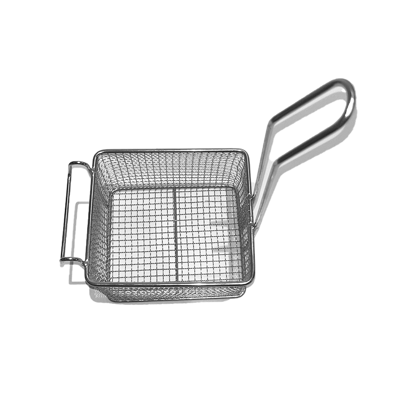 Rectangular Fry Basket with High Arc Handle for Deep Frying Larger Portions in Commercial or Home Kitchens